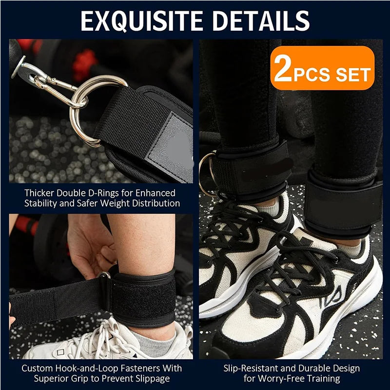 2PCS Set Premium Cable Kick Back Ankle Straps for Cable Machines Glute Kickback Ankle Strap for Workout Strength Training Belt