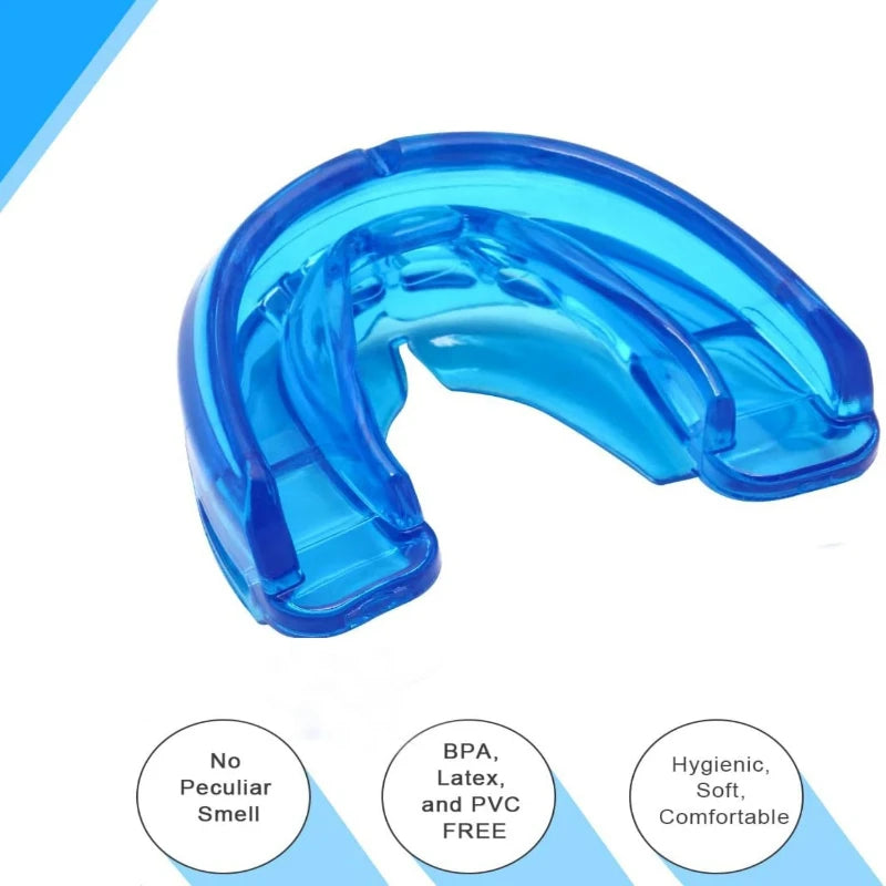 Comfortable Double Braces Athletic Mouthguard Superior No-Boil Design for Maximum Protection of Upper and Lower Teeth