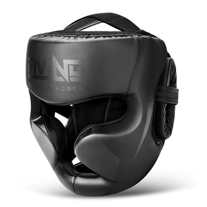 FIVING Full-Covered Boxing Helmet Muay Thai PU Leather Training Sparring Boxing Headgear Gym Equipment Taekwondo Head Guard
