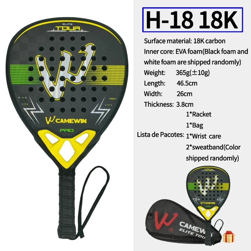 18K Carbon Fiber Padel Racket Paddle Racket EVA Elastic Memory Foam Core Lightweight Tennis Racket Carbon Fiber Padel Racket
