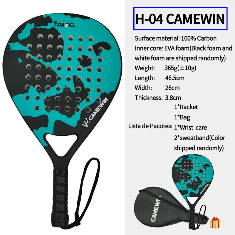 Padel Racket Paddle Racket 100% Carbon Fiber EVA Elastic Memory Foam Core Lightweight Tennis Racket Carbon Fiber Padel Racket
