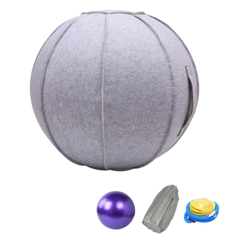 65Cm Linen Yoga Ball Cover Balance Ball Protector + 65Cm Yoga Ball with Pump for Home Gym Yoga Pilates Fitness Body Building