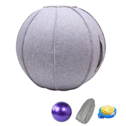 65Cm Linen Yoga Ball Cover Balance Ball Protector + 65Cm Yoga Ball with Pump for Home Gym Yoga Pilates Fitness Body Building