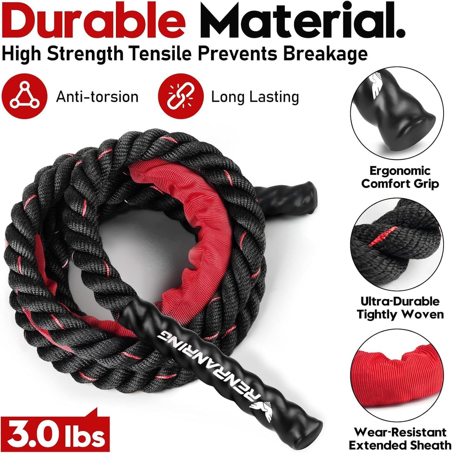 Weighted Jump Rope for Men and Women, 3Lb 4Lb 5Lb Adult Heavy Skipping Rope, Jumprope for Fitness,Workout Equipment, Fitness Equipment for Home Gym Exercise,Improve Strength and Building Muscle