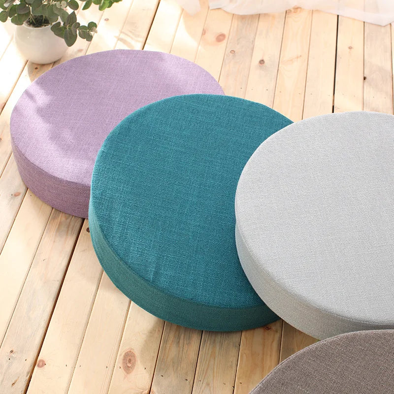 40X6Cm Linen Tatami Meditation Cushion Sturdy and Durable round Yoga Stretching Cushion Removable and Machine Washable