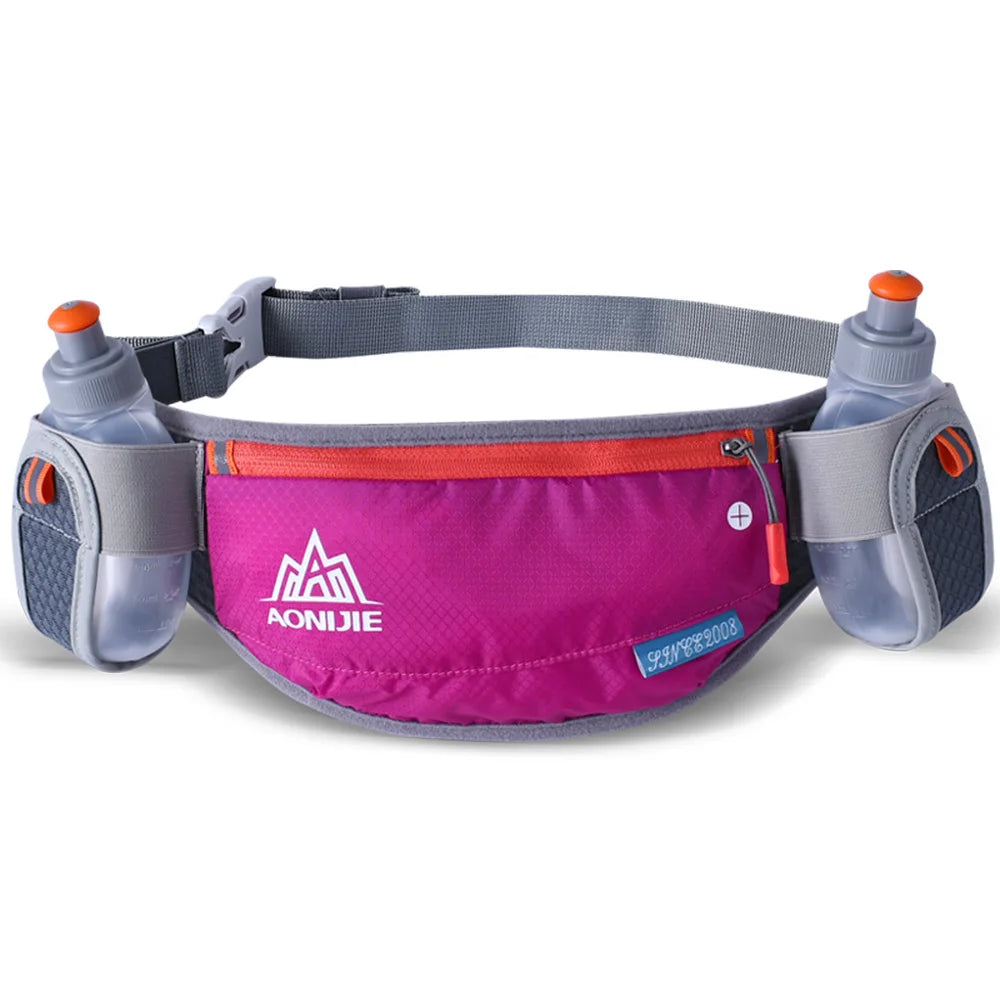 E882 Marathon Jogging Cycling Running Hydration Belt Waist Bag Pouch Fanny Pack Phone Holder with 170Ml Water Bottles
