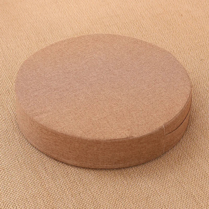 40X6Cm Linen Tatami Meditation Cushion Sturdy and Durable round Yoga Stretching Cushion Removable and Machine Washable