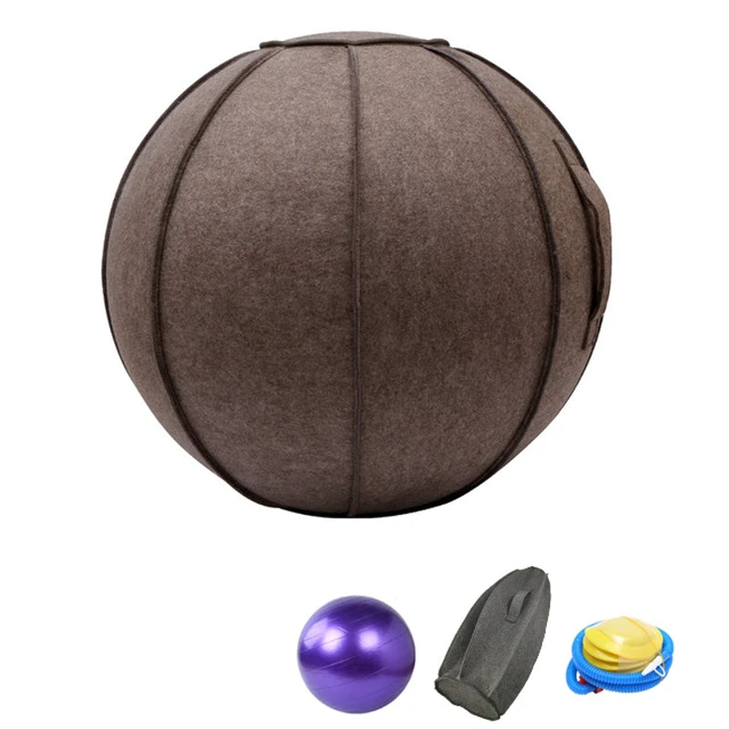 65Cm Linen Yoga Ball Cover Balance Ball Protector + 65Cm Yoga Ball with Pump for Home Gym Yoga Pilates Fitness Body Building