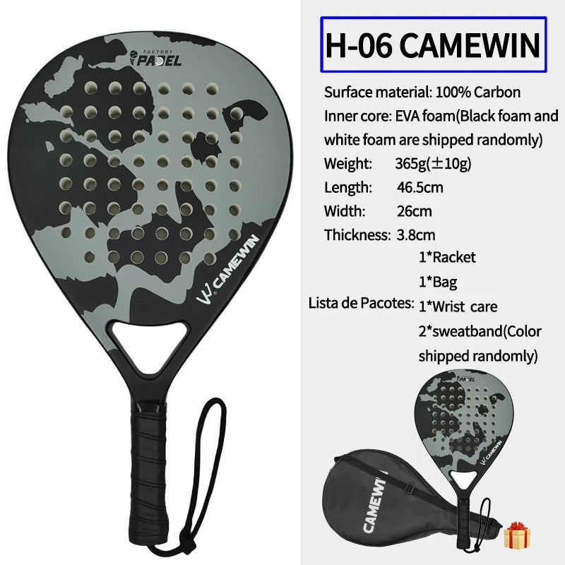 Padel Racket Paddle Racket 100% Carbon Fiber EVA Elastic Memory Foam Core Lightweight Tennis Racket Carbon Fiber Padel Racket