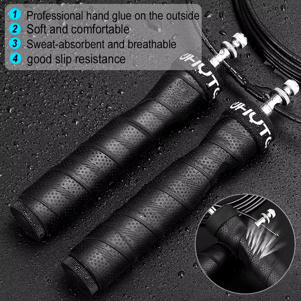Weighted Adjustable Speed Jump Rope with Ball Bearings for Tangle-Free Fitness Training