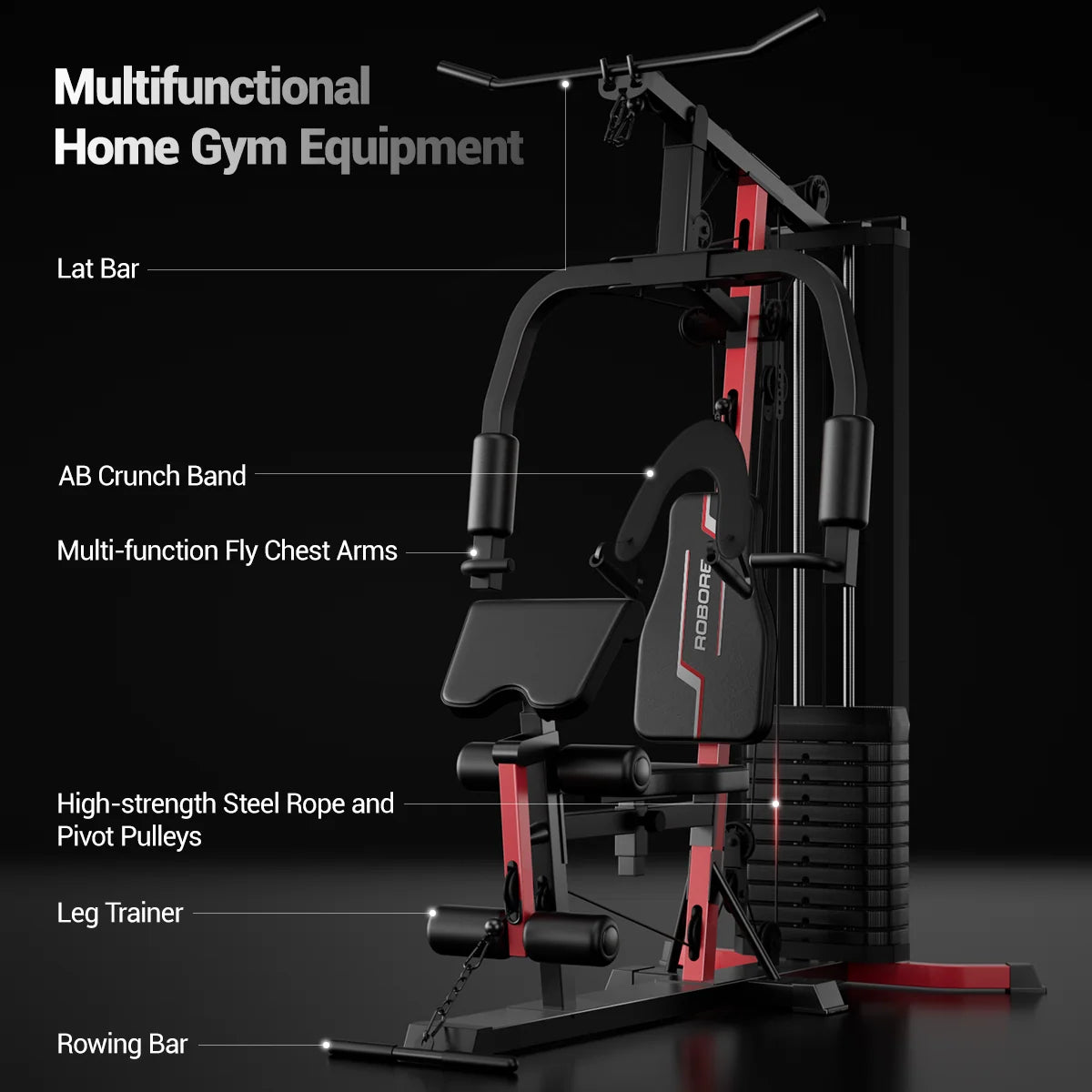 Umay ROBORE Series Workout Station with 160LBS Weight Stack