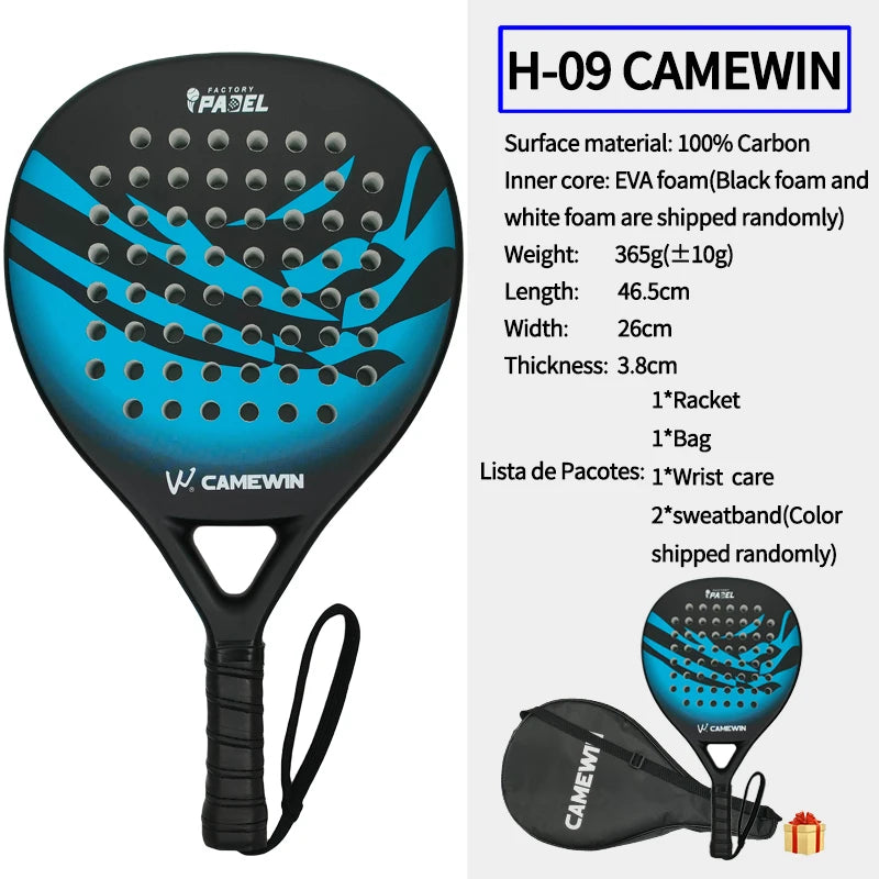 Padel Racket Paddle Racket 100% Carbon EVA Elastic Memory Foam Core Lightweight Thick Tennis Racket Carbon Fiber Padel Racket