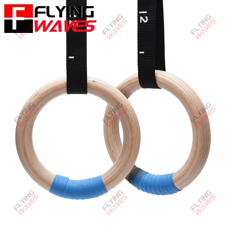 1 Pair Wood Gymnastics Rings with Adjustable Straps GYM Ring for Kids Adult Home Fitness Pull up Strength Training 28/32Mm