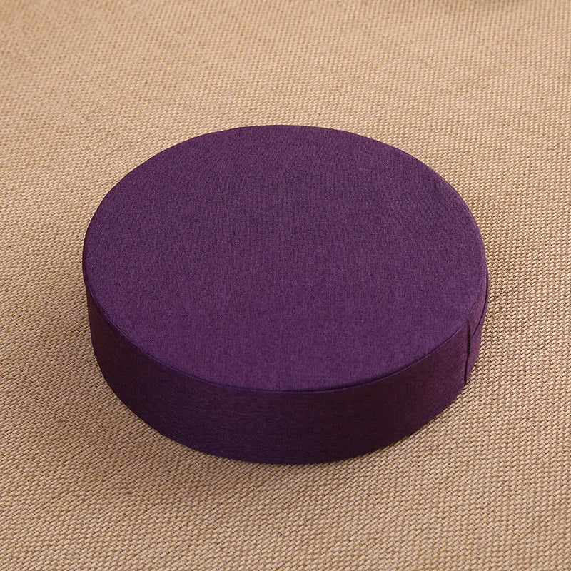 40X6Cm Linen Tatami Meditation Cushion Sturdy and Durable round Yoga Stretching Cushion Removable and Machine Washable