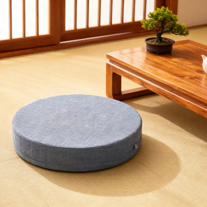40X6Cm Linen Tatami Meditation Cushion Sturdy and Durable round Yoga Stretching Cushion Removable and Machine Washable