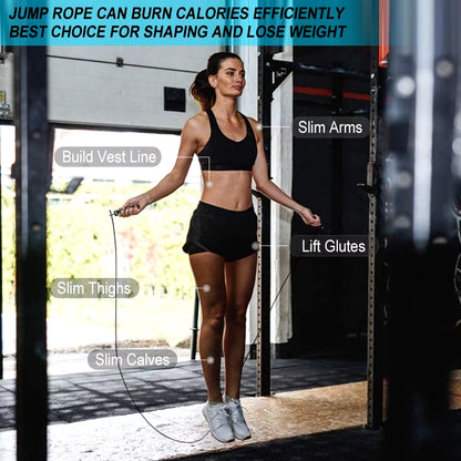 Weighted Adjustable Speed Jump Rope with Ball Bearings for Tangle-Free Fitness Training