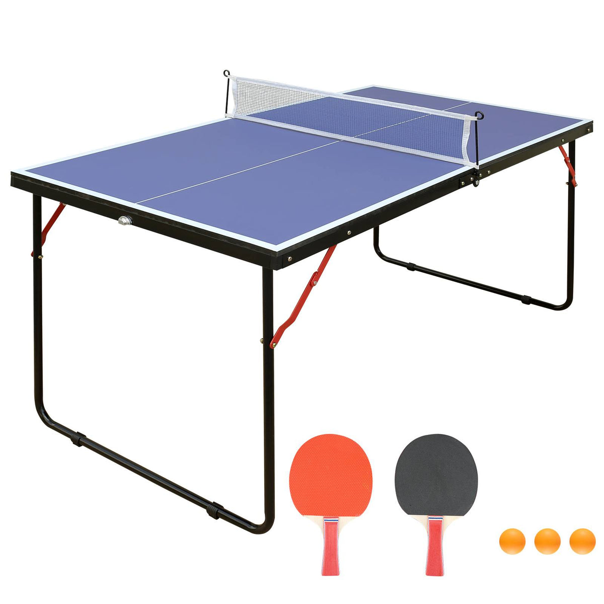 Tennis Table Portable Ping Pong Table Set with Net and 2 Ping Pong Paddles
