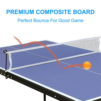Tennis Table Portable Ping Pong Table Set with Net and 2 Ping Pong Paddles