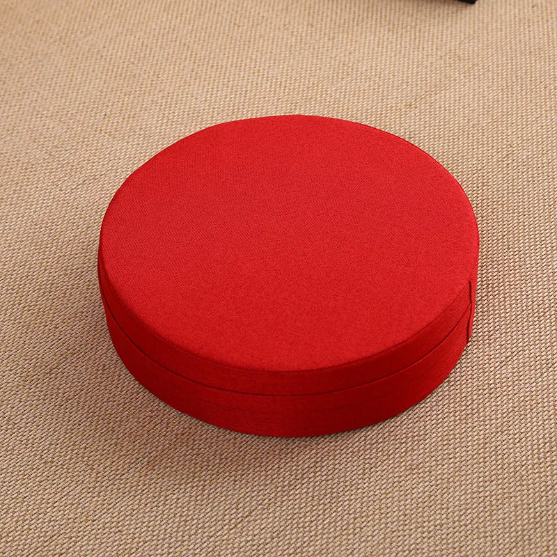 40X6Cm Linen Tatami Meditation Cushion Sturdy and Durable round Yoga Stretching Cushion Removable and Machine Washable