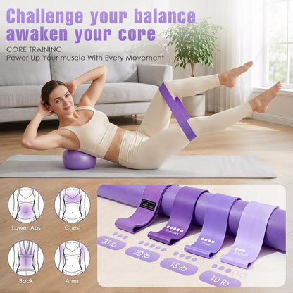 Pilates Kit, Pilates Equipment for Home Workouts, Home Pilates Essentials Kit for Women with Pilates Ring and Ball Set, Socks, Ankle Resistance Bands with Cuffs, Resistance Band and Massage Ball