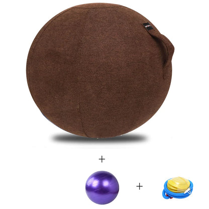 65Cm Linen Yoga Ball Cover Balance Ball Protector + 65Cm Yoga Ball with Pump for Home Gym Yoga Pilates Fitness Body Building