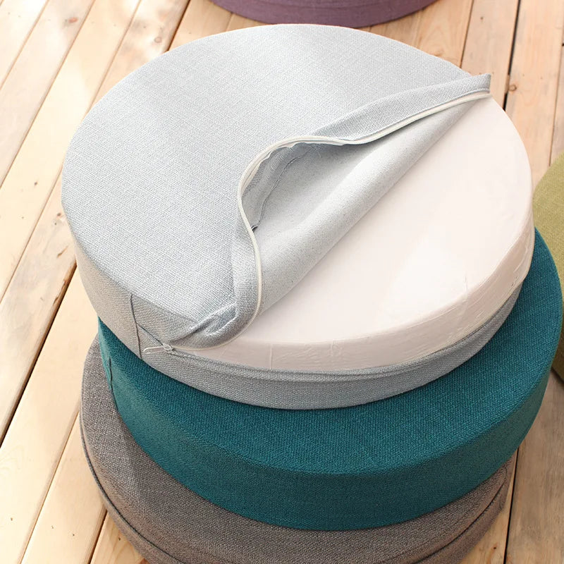40X6Cm Linen Tatami Meditation Cushion Sturdy and Durable round Yoga Stretching Cushion Removable and Machine Washable