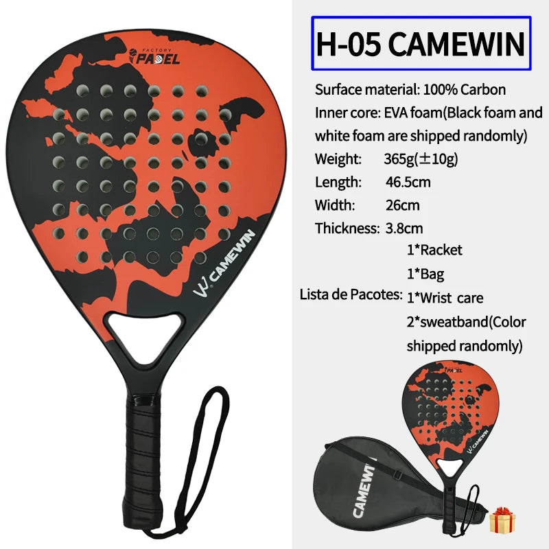 Padel Racket Paddle Racket 100% Carbon Fiber EVA Elastic Memory Foam Core Lightweight Tennis Racket Carbon Fiber Padel Racket