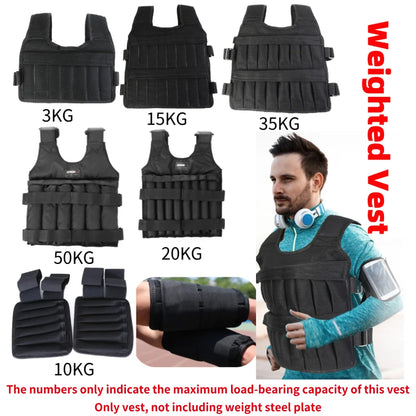 3/15/20/35/50Kg Workout Weight Jacket Adjustable Weighted Exercise Vest Workout Equipment for Running Training Jogging Walking