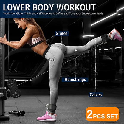 2PCS Set Premium Cable Kick Back Ankle Straps for Cable Machines Glute Kickback Ankle Strap for Workout Strength Training Belt