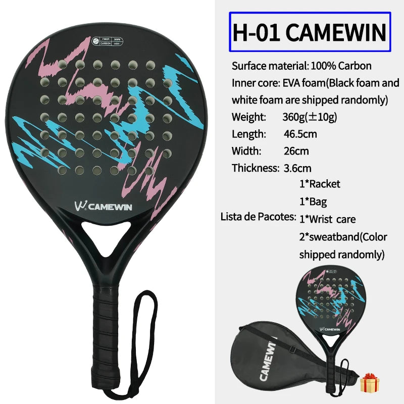 Padel Racket Paddle Racket 100% Carbon Fiber EVA Elastic Memory Foam Core Lightweight Tennis Racket Carbon Fiber Padel Racket