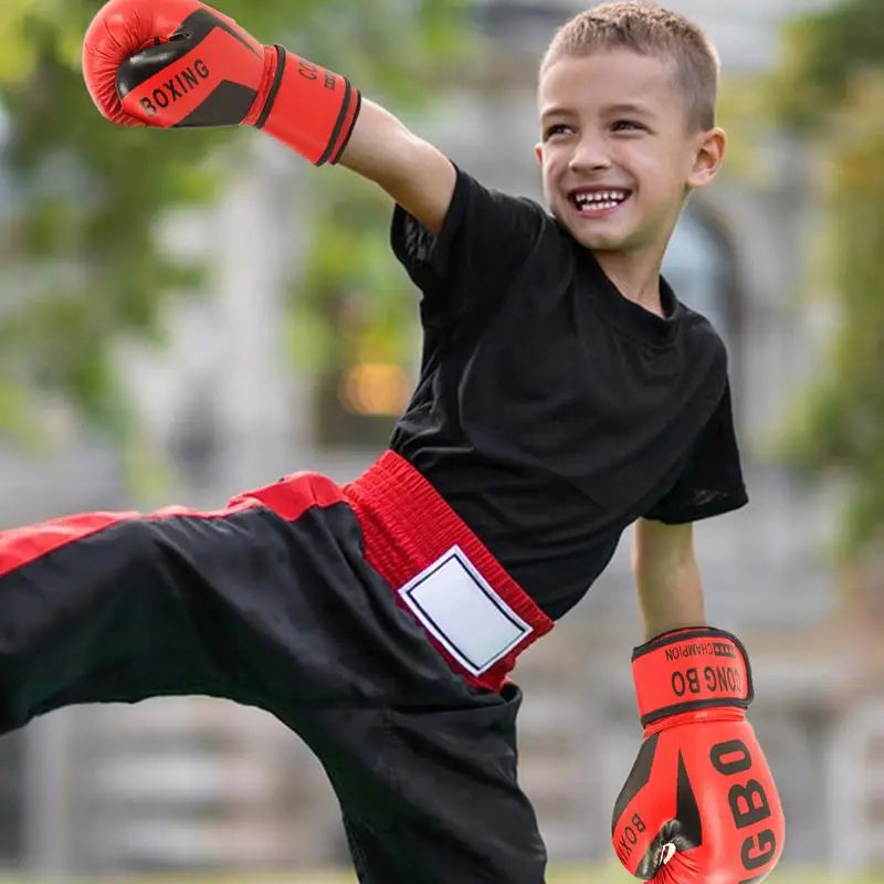 1 Pair Punching Training Workout Fight Exercise Mitts Kids Leather Boxing Gloves Kids Children Train Gym Glove Hand Protector