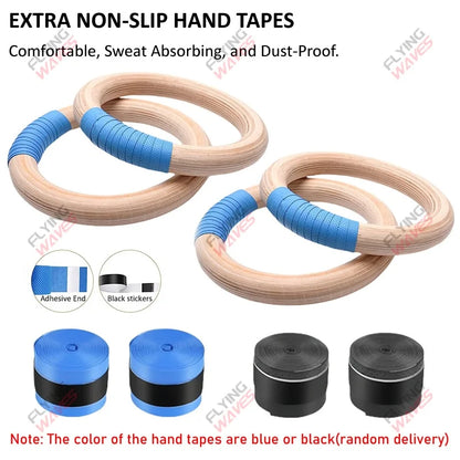 1 Pair Wood Gymnastics Rings with Adjustable Straps GYM Ring for Kids Adult Home Fitness Pull up Strength Training 28/32Mm