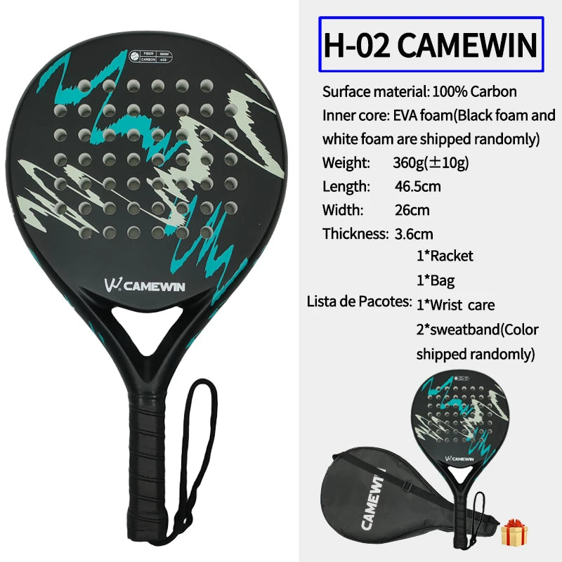 Padel Racket Paddle Racket 100% Carbon Fiber EVA Elastic Memory Foam Core Lightweight Tennis Racket Carbon Fiber Padel Racket