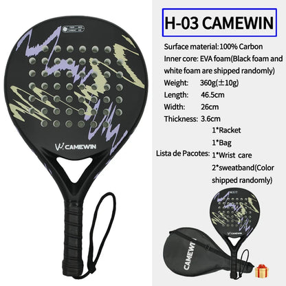 Padel Racket Paddle Racket 100% Carbon Fiber EVA Elastic Memory Foam Core Lightweight Tennis Racket Carbon Fiber Padel Racket