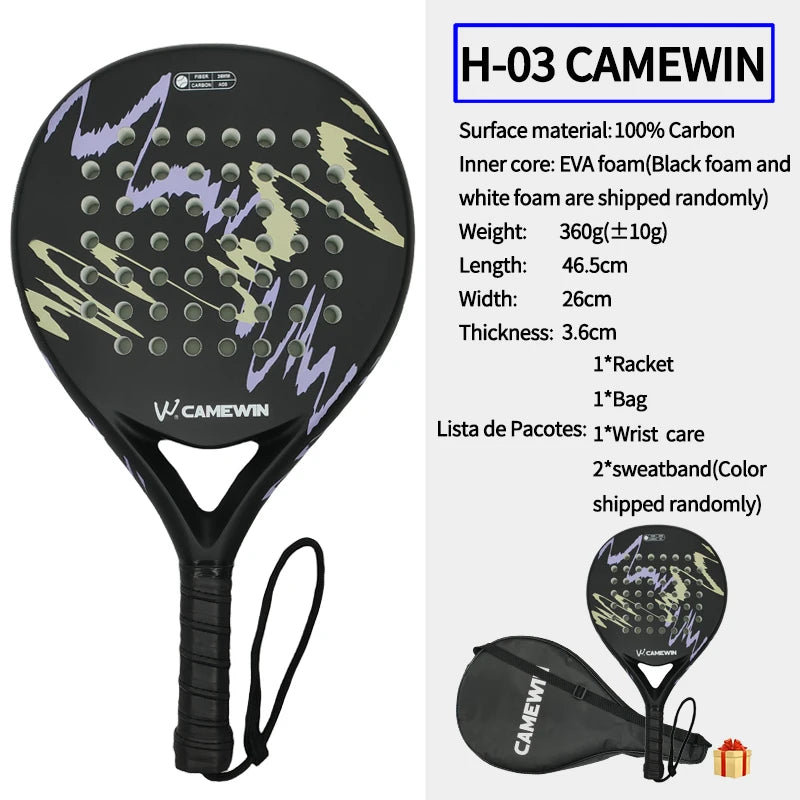 Padel Racket Paddle Racket 100% Carbon Fiber EVA Elastic Memory Foam Core Lightweight Tennis Racket Carbon Fiber Padel Racket