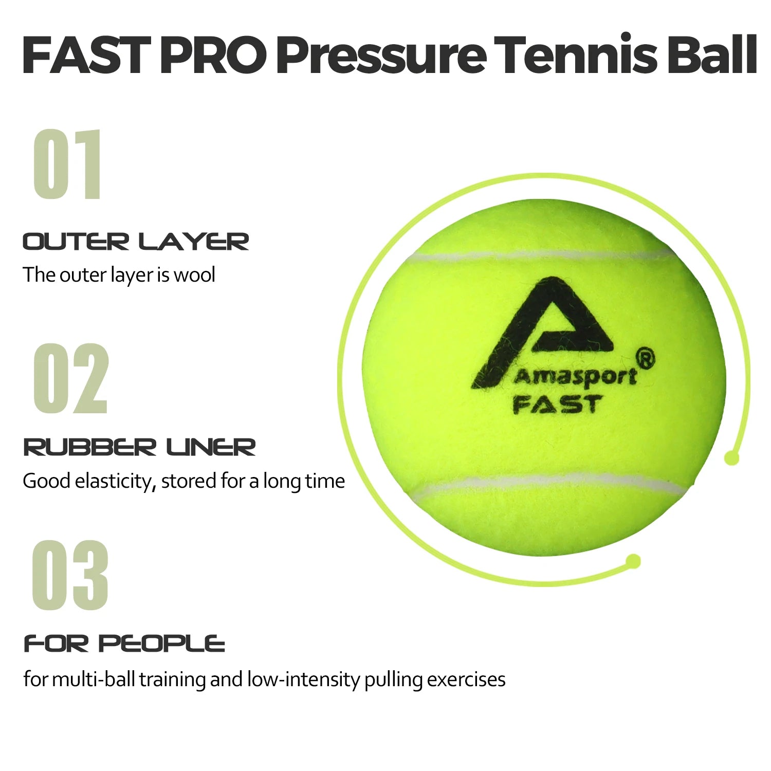 AMASPORT Tennis Balls Practice Training Pressureless High Quality Durable Bouncy Balls for Beginner Tennis Sport