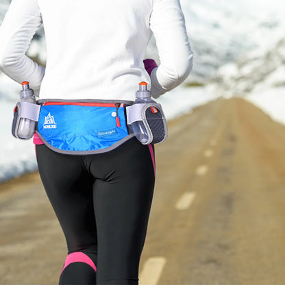 E882 Marathon Jogging Cycling Running Hydration Belt Waist Bag Pouch Fanny Pack Phone Holder with 170Ml Water Bottles
