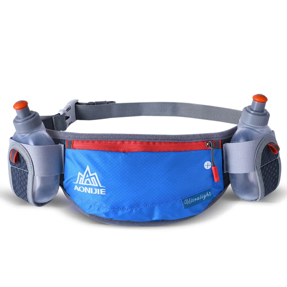 E882 Marathon Jogging Cycling Running Hydration Belt Waist Bag Pouch Fanny Pack Phone Holder with 170Ml Water Bottles