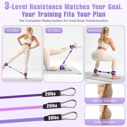 Pilates Kit, Pilates Equipment for Home Workouts, Home Pilates Essentials Kit for Women with Pilates Ring and Ball Set, Socks, Ankle Resistance Bands with Cuffs, Resistance Band and Massage Ball