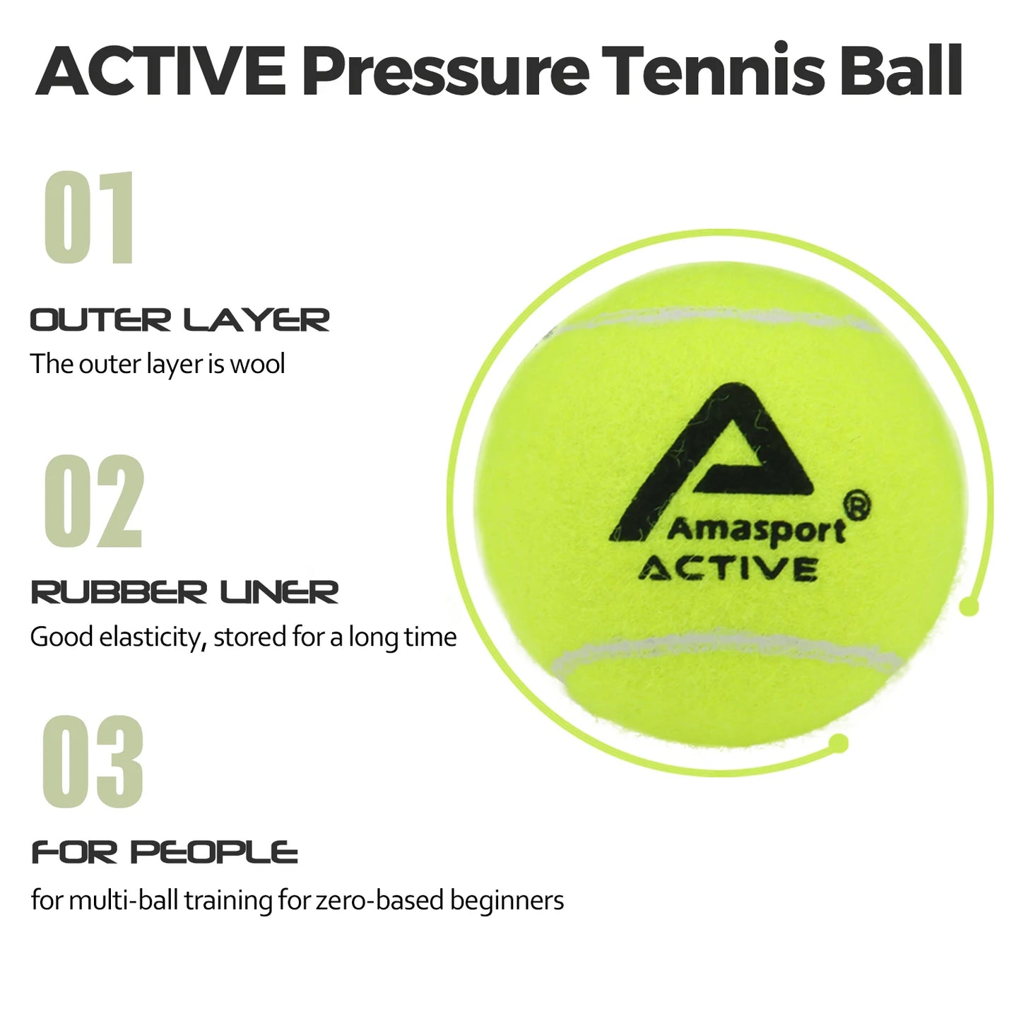 AMASPORT Tennis Balls Practice Training Pressureless High Quality Durable Bouncy Balls for Beginner Tennis Sport