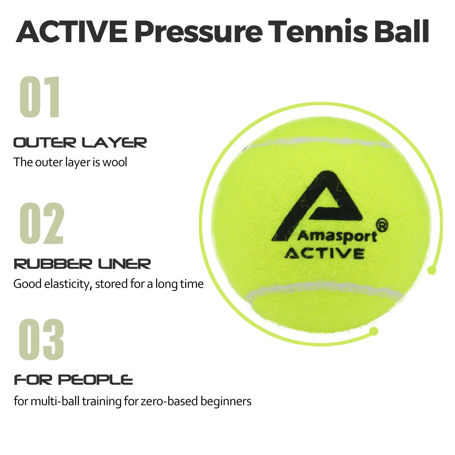 AMASPORT Tennis Balls Practice Training Pressureless High Quality Durable Bouncy Balls for Beginner Tennis Sport