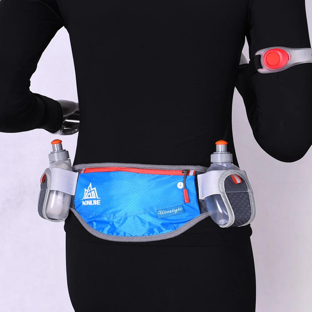 E882 Marathon Jogging Cycling Running Hydration Belt Waist Bag Pouch Fanny Pack Phone Holder with 170Ml Water Bottles