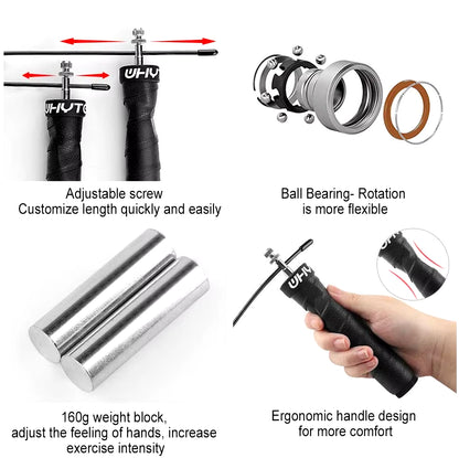 Weighted Adjustable Speed Jump Rope with Ball Bearings for Tangle-Free Fitness Training