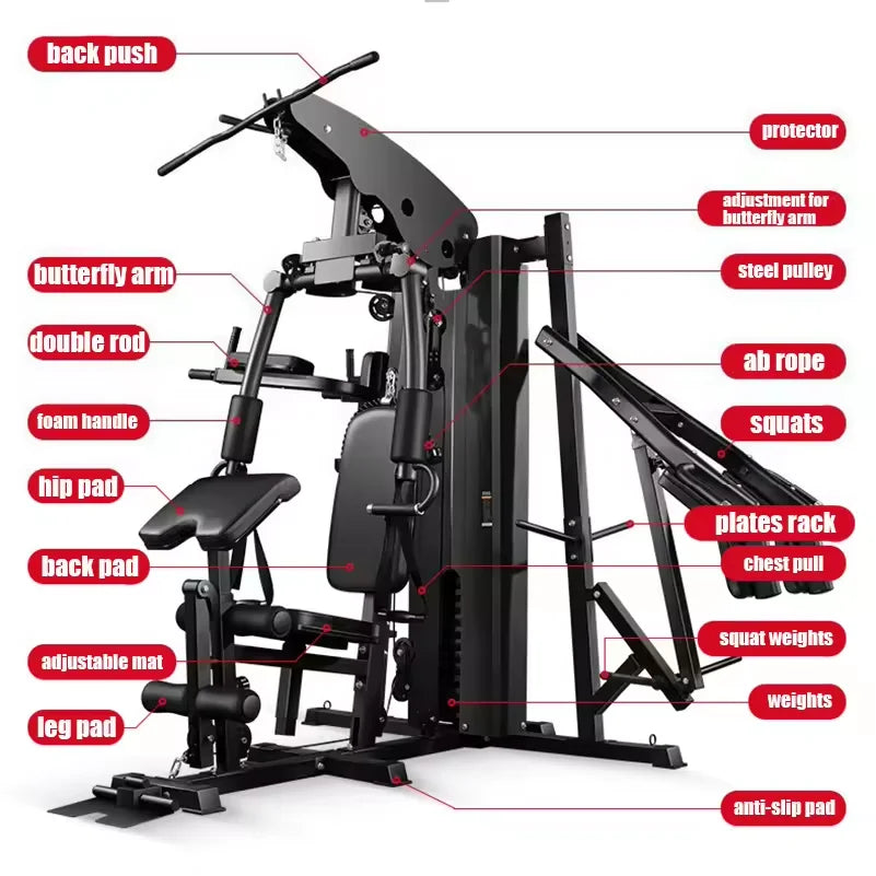 Factory Wholesale Exercise Commercial Machine Free Weight Multi Function Fitness Equipment 3 Power Station Home Gym