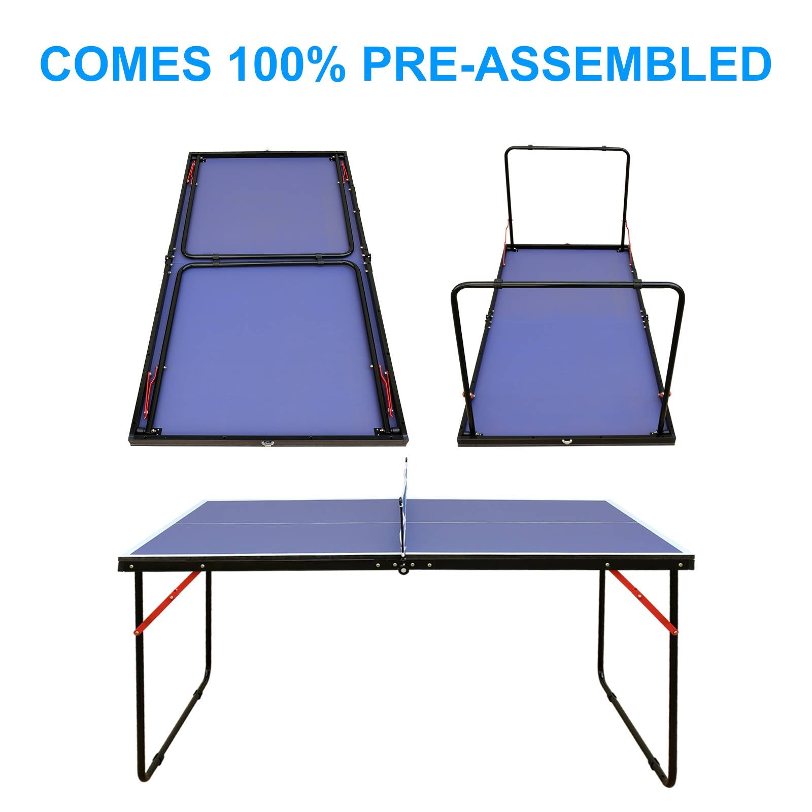 Tennis Table Portable Ping Pong Table Set with Net and 2 Ping Pong Paddles