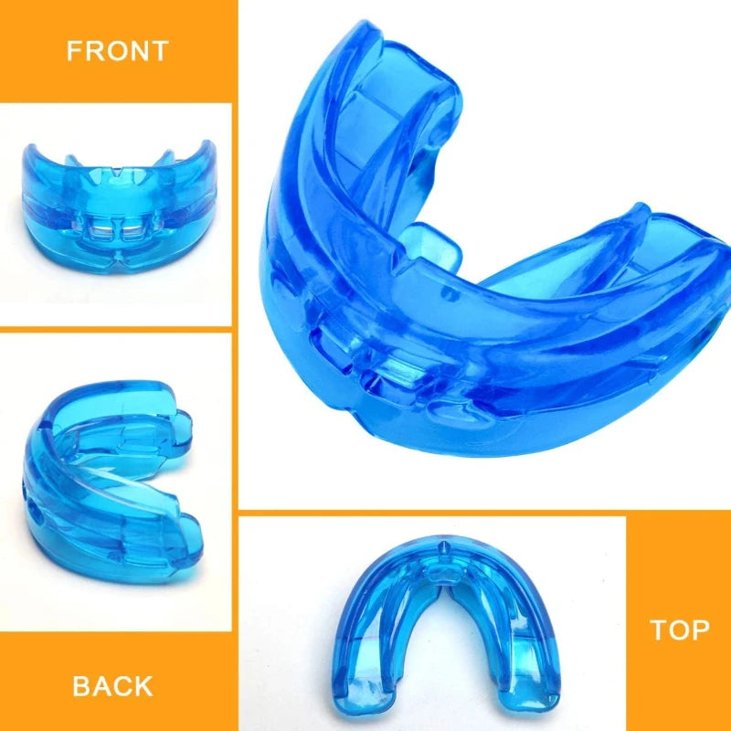 Comfortable Double Braces Athletic Mouthguard Superior No-Boil Design for Maximum Protection of Upper and Lower Teeth