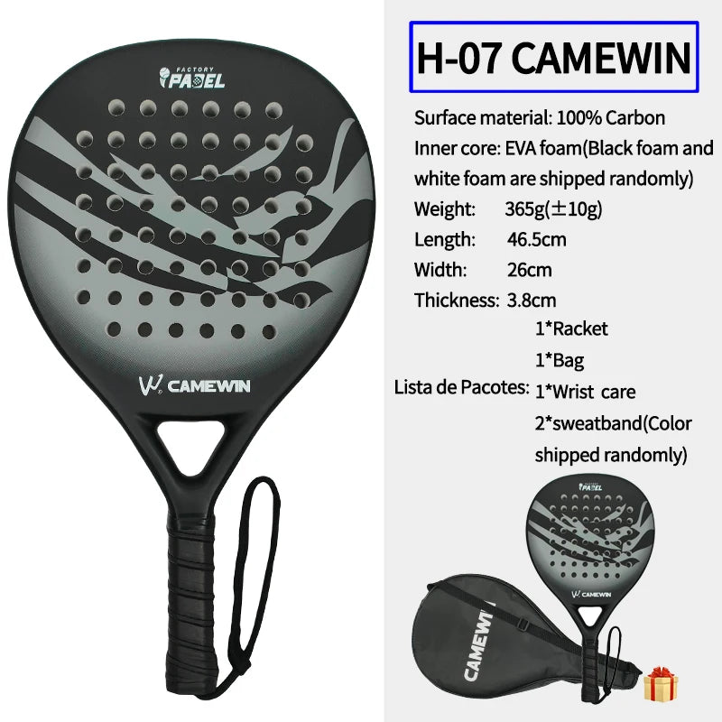 Padel Racket Paddle Racket 100% Carbon EVA Elastic Memory Foam Core Lightweight Thick Tennis Racket Carbon Fiber Padel Racket
