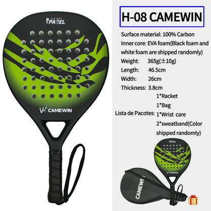 Padel Racket Paddle Racket 100% Carbon EVA Elastic Memory Foam Core Lightweight Thick Tennis Racket Carbon Fiber Padel Racket
