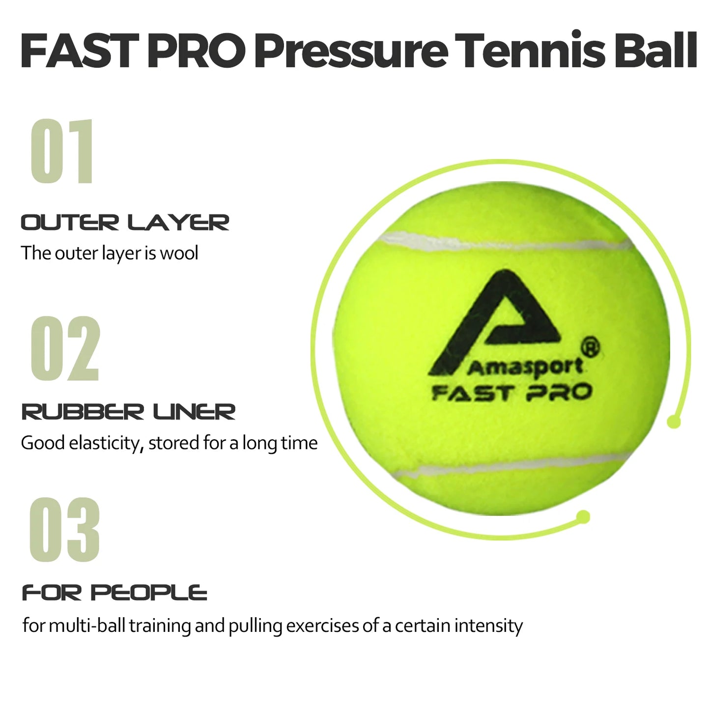 AMASPORT Tennis Balls Practice Training Pressureless High Quality Durable Bouncy Balls for Beginner Tennis Sport