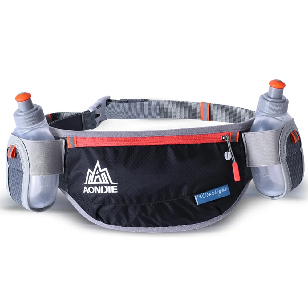 E882 Marathon Jogging Cycling Running Hydration Belt Waist Bag Pouch Fanny Pack Phone Holder with 170Ml Water Bottles
